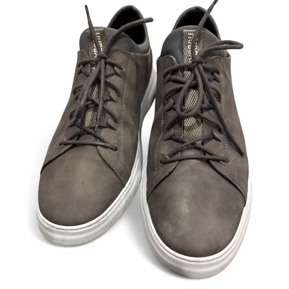 Gray and White Low-Top Sneakers with White Soles - Picture 7 of 7